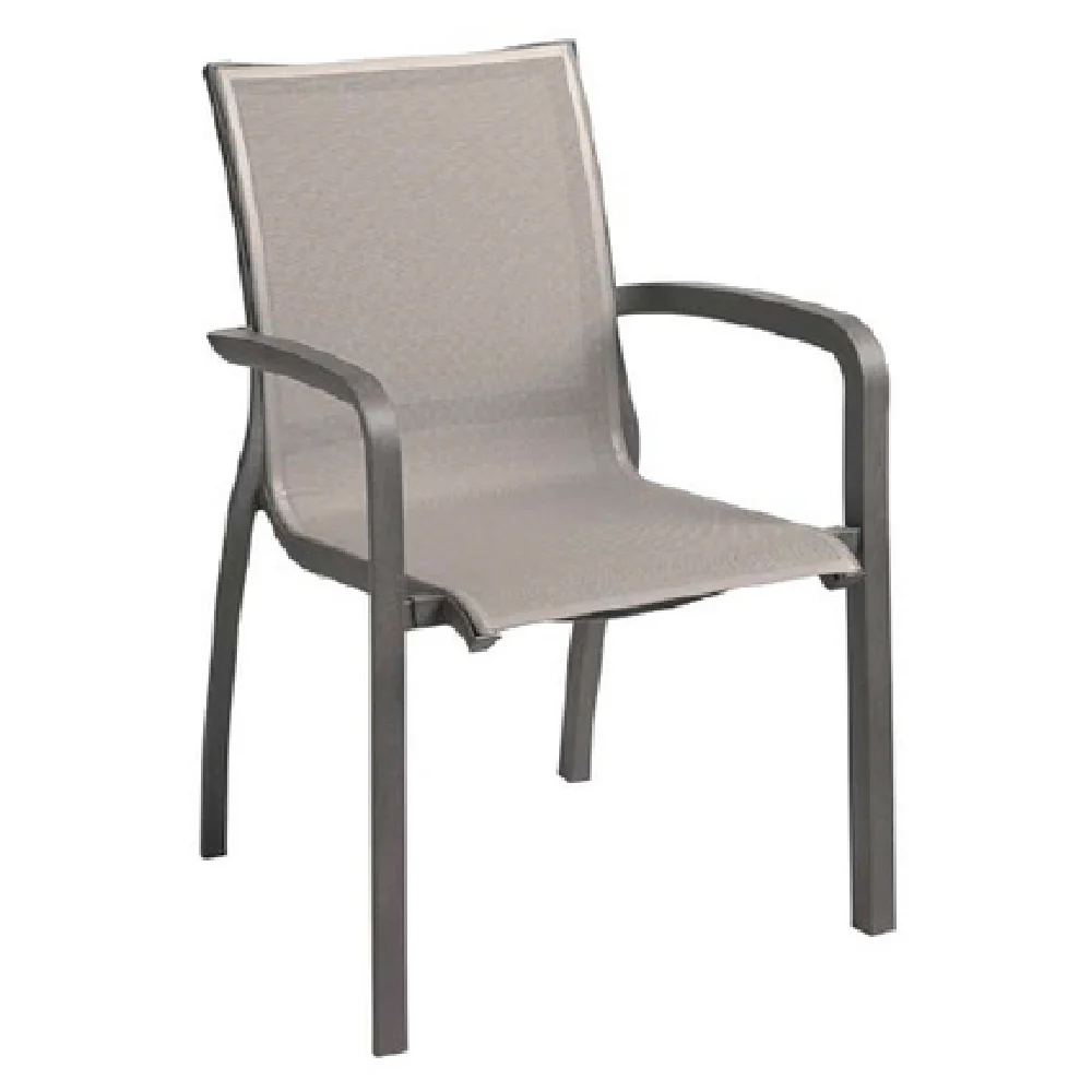 Grosfillex US546288 23.6 Inch Outdoor Stacking Armchair with Textilene Fabric Sling