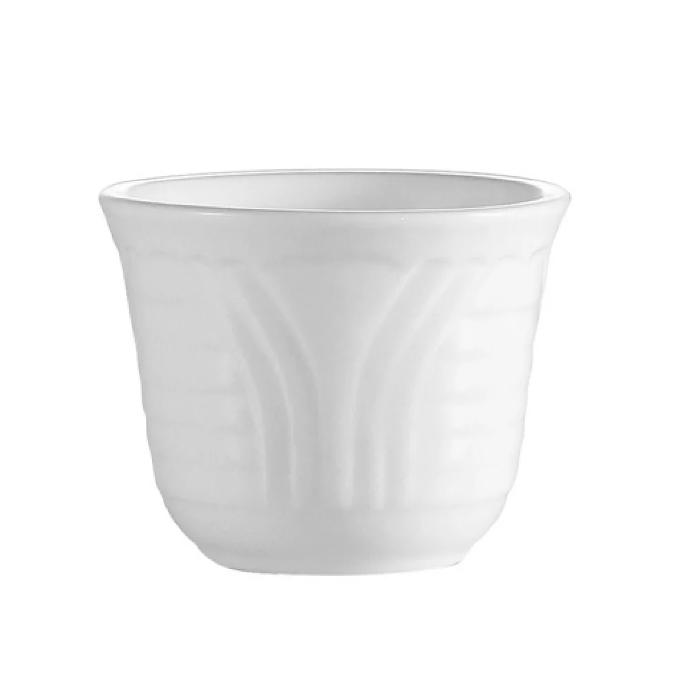 CAC China CRO-45 4-1/2 Oz. Round Embossed Tea Cup Porcelain Super White
