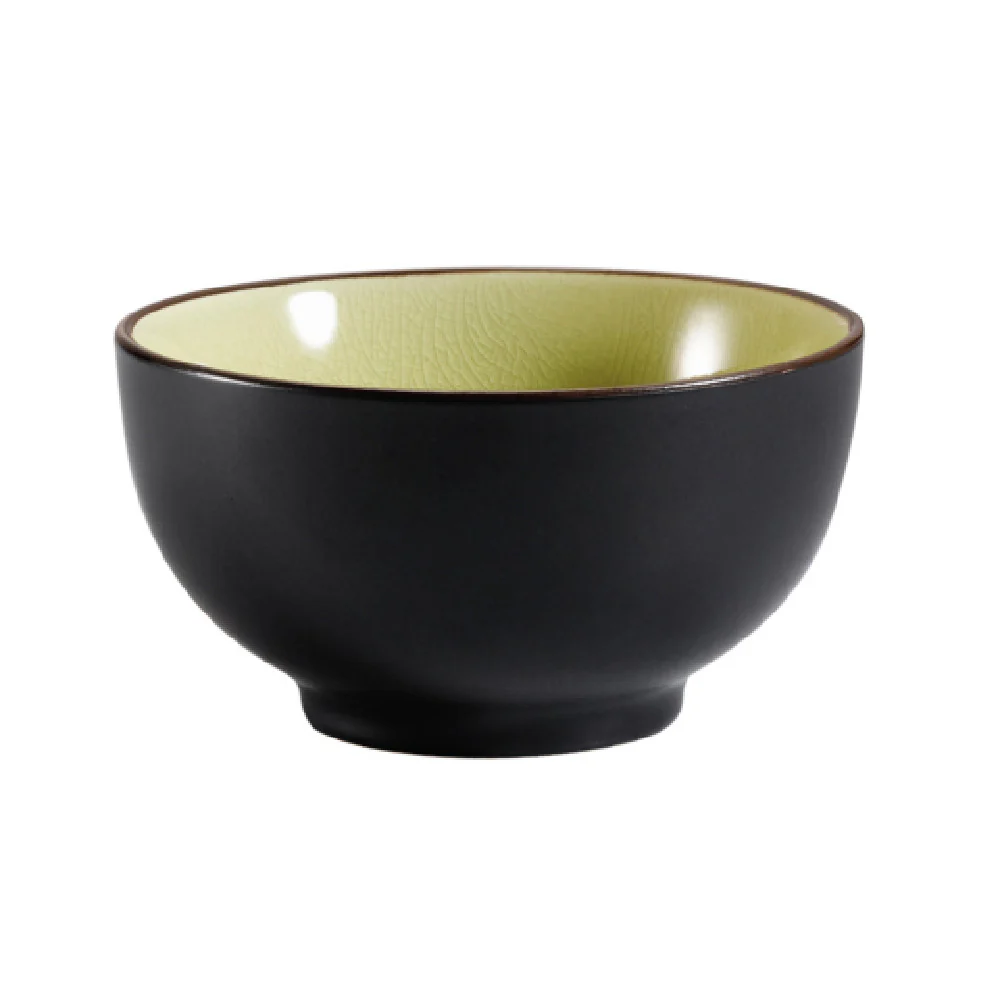 CAC China 666-4-G 10 Oz Round Japanese Style Rice Bowl Ceramic Golden Green