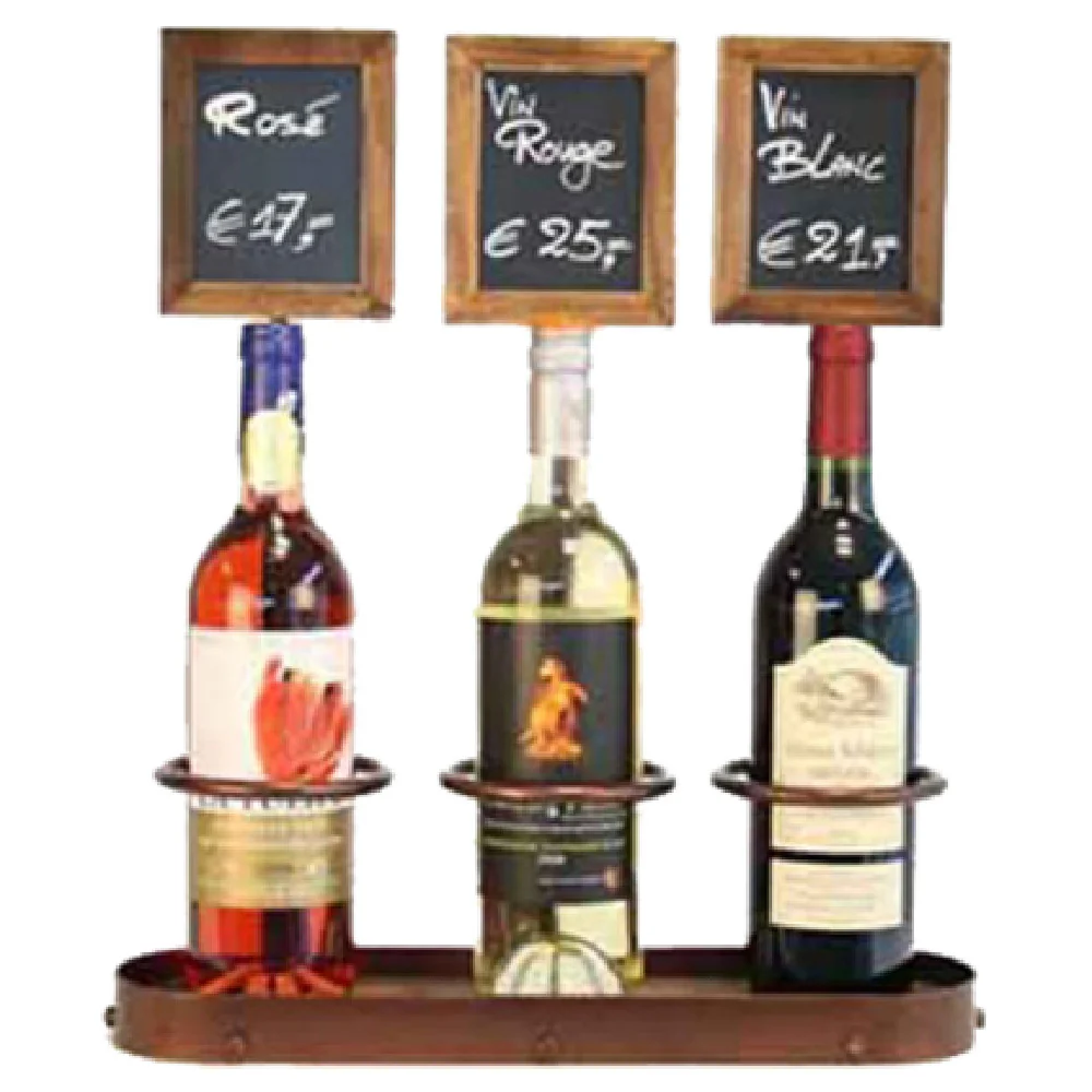 American Metalcraft WBWR3 19 Inch Triple Wine Bottle Display With Chalk Boards Copper Finish