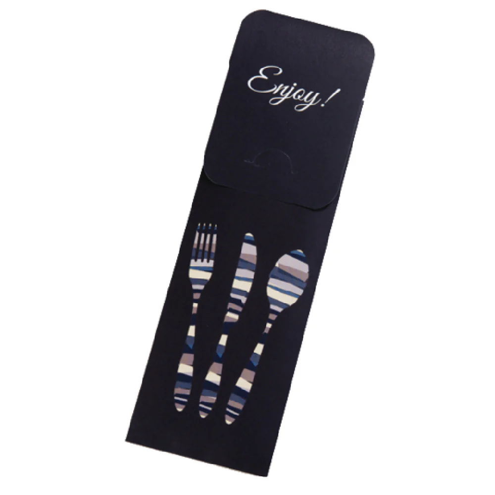 Dinex DXCTCAD1003 16 Inch Cutlery Sleeve Black Paper with Flap 2-ply Napkin Pack of 600