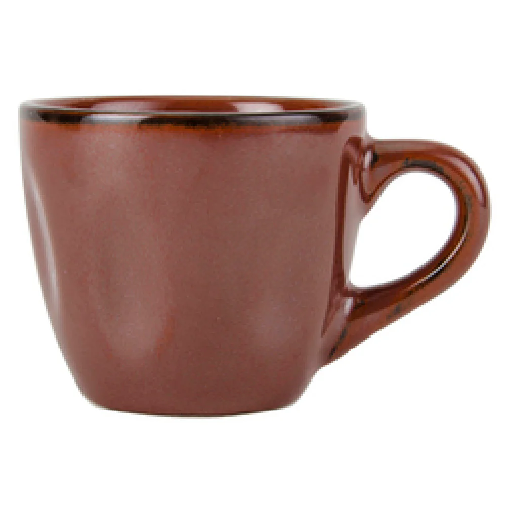Tuxton GAR-085 3-1/2 Oz Espresso Cup with Handle Ceramic Lead-Free Red Rock