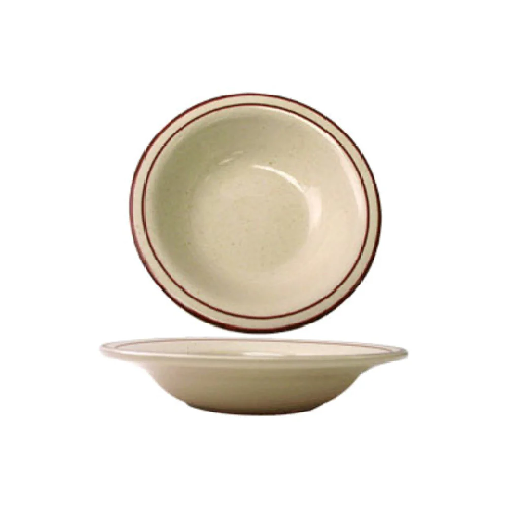 International Tableware GR-3 10 Oz Soup Bowl Round Deep Rim Ceramic American White with Brown Speckle