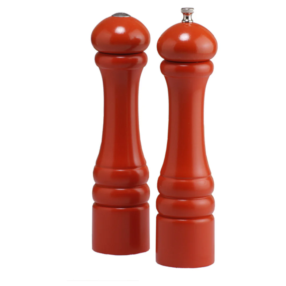 Chef Specialties 10900 10 Inch Manual Pepper Mill and Salt Shaker Set Butternut Orange Wood