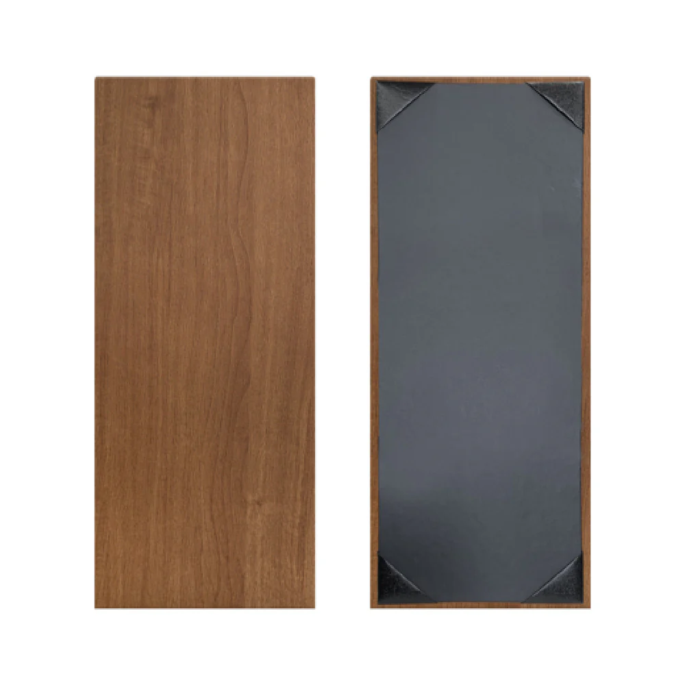 Risch SHERWOOD-1V 4.25 Inch Menu Cover Faux-Wood Single Black Cards