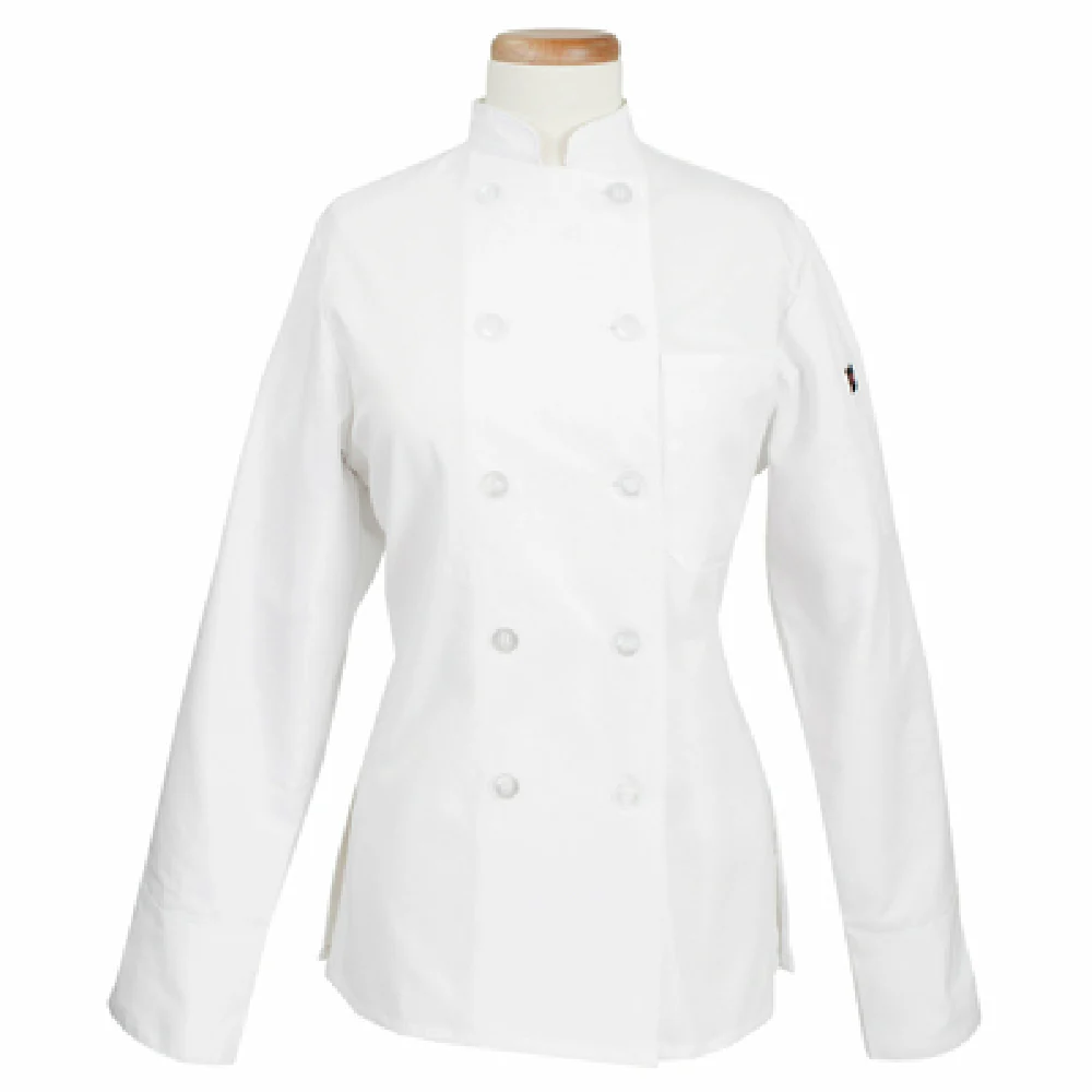 RZWWCOATWHSM 10-button Chef's Coat Long Sleeve Left Pocket White Cotton-poly Twill