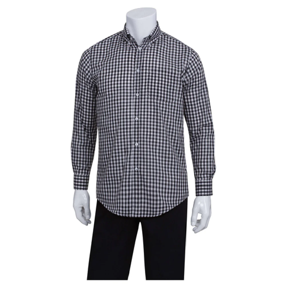 Chef Works D500-BWC-S Men's Gingham Dress Shirt Small Long Sleeve 2-button Cuffs Chef Works D500-BWC-S Men's Gingham Dress Shirt Small Long Sleeve 2-button Cuffs