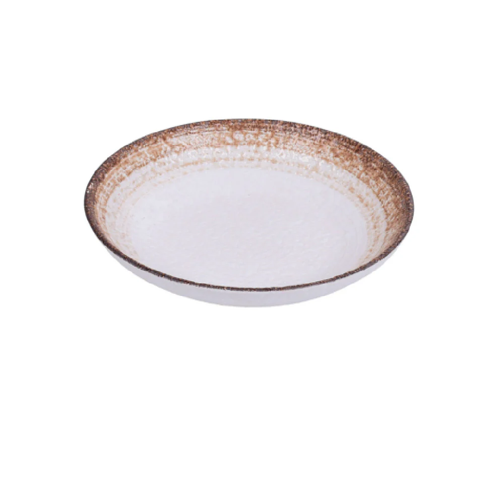 Yanco RO-2609 30 Oz Porcelain Round Salad Pasta Bowl White Brown Glazed Yanco RO-2609 30 Oz Porcelain Round Salad Pasta Bowl White Brown Glazed