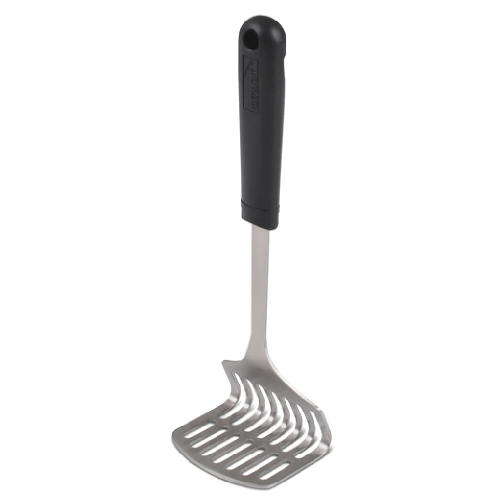 JB Prince U140 10-1/2 Inch Curved Edge Potato Masher Plastic Handle Black Stainless Steel JB Prince U140 10-1/2 Inch Curved Edge Potato Masher Plastic Handle Black Stainless Steel