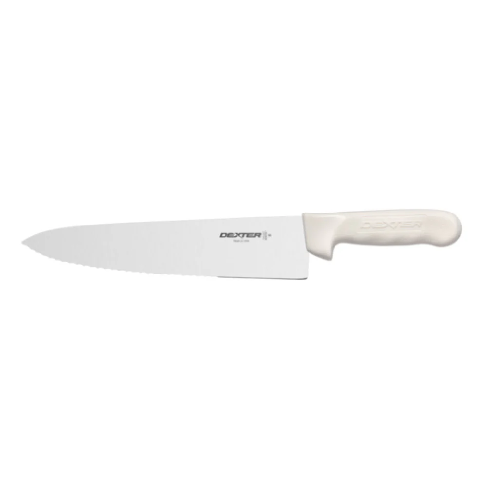 Dexter Russell S145-10SC-PCP 10 Inch Blade 10 Inch Handle Chef Knife High Carbon Stainless Steel with Scalloped Edge Dexter Russell S145-10SC-PCP 10 Inch Blade 10 Inch Handle Chef Knife High Carbon Stainless Steel with Scalloped Edge