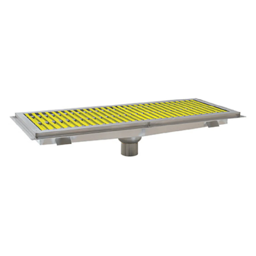 Eagle FT-1284-FG 84 Inch Yellow Fiberglass Floor Trough with Non-slip Grating Eagle FT-1284-FG 84 Inch Yellow Fiberglass Floor Trough with Non-slip Grating