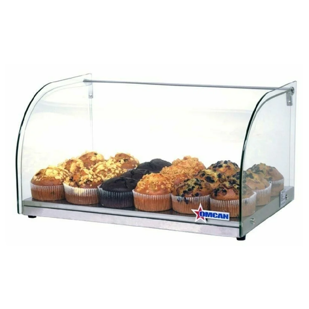 Omcan 44370 21 Inch Display Case Countertop Non Refrigerated Curved Glass Stainless Steel