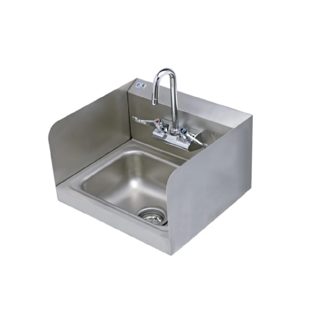 T&S Brass 5F-4WWX03-4W-S 15 Inch Hand Sink with Side Splash Shields and Faucet T&S Brass 5F-4WWX03-4W-S 15 Inch Hand Sink with Side Splash Shields and Faucet