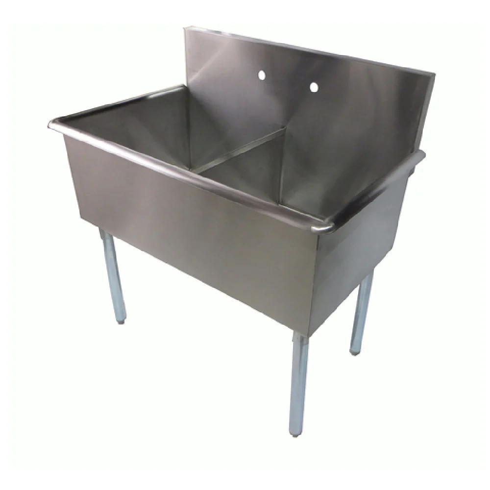 NBR Equipment 2BSG-1821 39 Inch Budget Sink Two Compartment Stainless Steel NBR Equipment 2BSG-1821 39 Inch Budget Sink Two Compartment Stainless Steel