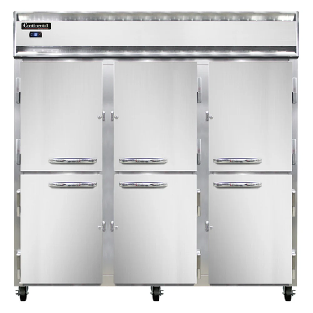 Continental Refrigerator 3RSNHD 78 Inch Reach-in Refrigerator Three-section Electric Aluminum and Stainless Steel