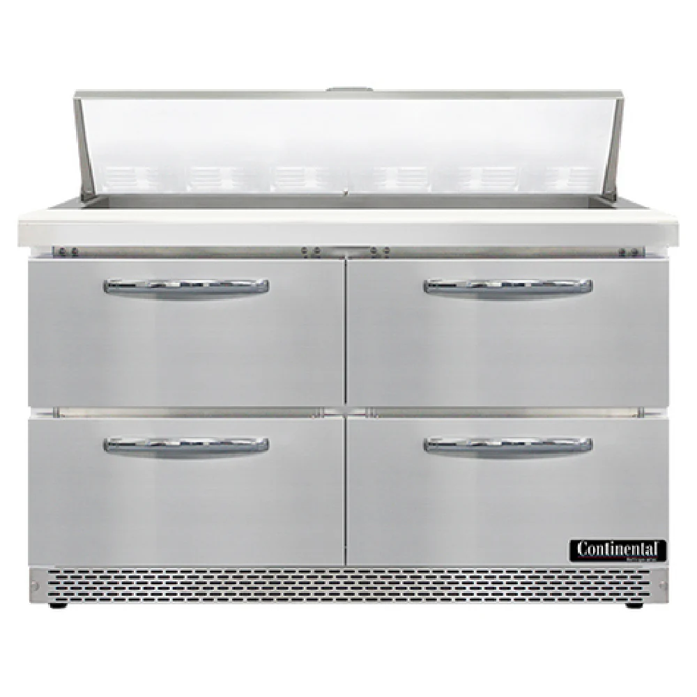 Continental Refrigerator SW48N12-FB-D 48 Inch Refrigerated Counter Front Breather 2 Section 13.4 cu ft Capacity with Cutting Board and Drawers