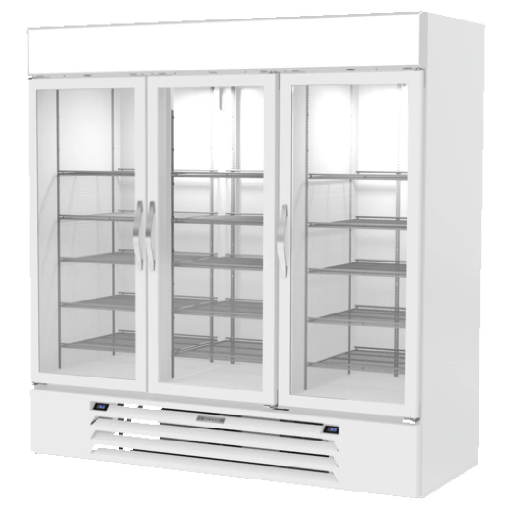 Beverage Air MMRR72HC-1-C-WW-WINE 75 Inch MarketMax Dual Temp Wine Merchandiser Refrigerator 3 Section 45.85 to 19.62 cu ft White Exterior