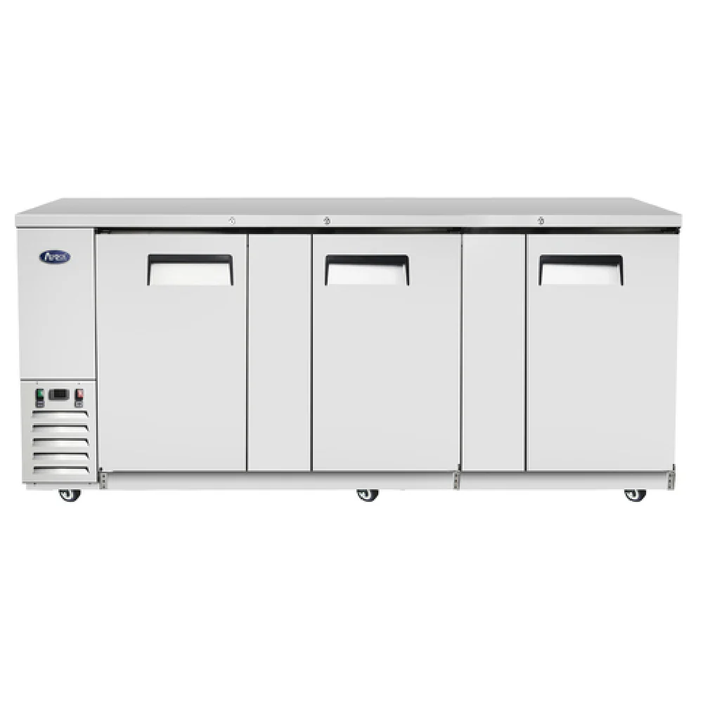 Atosa MBB90GR 89 Inch Back Bar Cooler 30.1 cu ft Three-section Stainless Steel