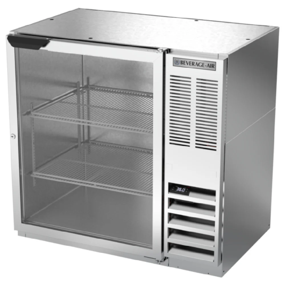 Beverage Air BB36HC-1-FG-S 36 Inch Refrigerated Food Rated Back Bar Cabinet 8.36 cu ft Beverage Air BB36HC-1-FG-S 36 Inch Refrigerated Food Rated Back Bar Cabinet 8.36 cu ft