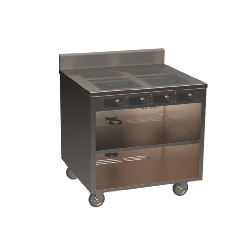 Spring USA BOH-1800C 36 Inch Electric Induction Cooking Cart with Four 1800 Watt Burners Spring USA BOH-1800C 36 Inch Electric Induction Cooking Cart with Four 1800 Watt Burners