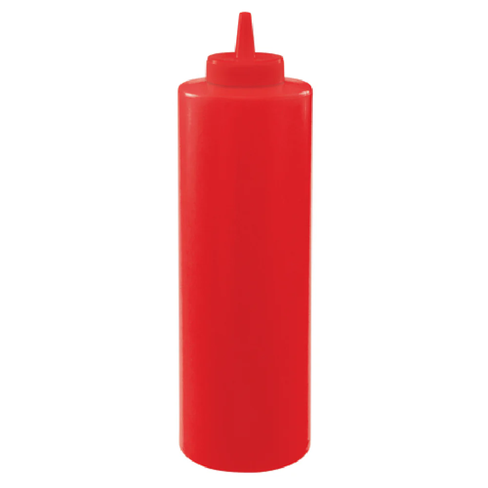 Winco PSB-24R 24 Oz Squeeze Bottle BPA Free Plastic Red 6 Packs