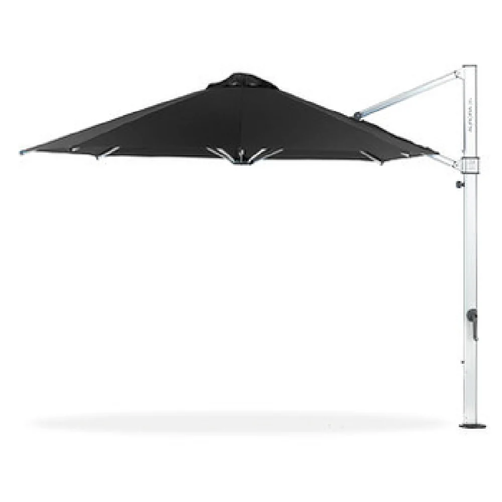 Plantation Prestige Commercial Furniture 9019-01 GRA 132 Inch Avalon Cantilever Umbrella Matte Silver with Crank Lift and Infinity Tilt