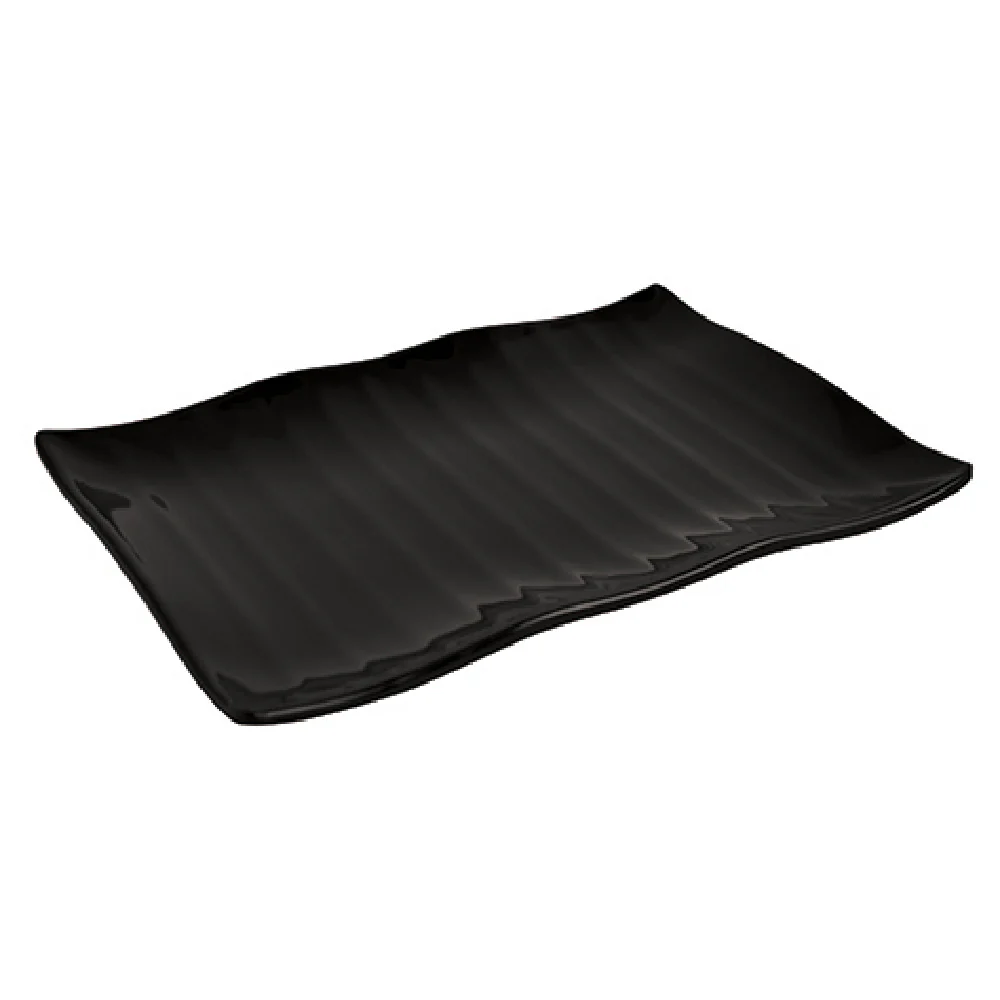 BauscherHepp TB9053 11-4/5 Inch Rectangular Wavy Platter Black Melamine