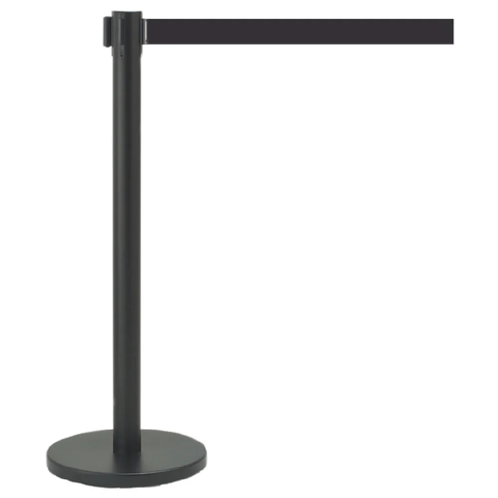 Aarco HBK-7BK 14 Inch Portable Base Crowd Control Stanchion with 7 Foot Belt Black Powder Coated