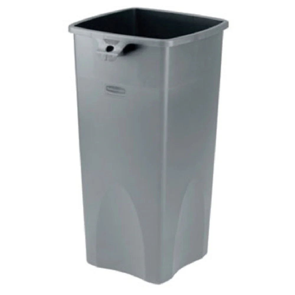 Rubbermaid FG356988GRAY 16 Inch Square Trash Receptacle Durable Gray Plastic
