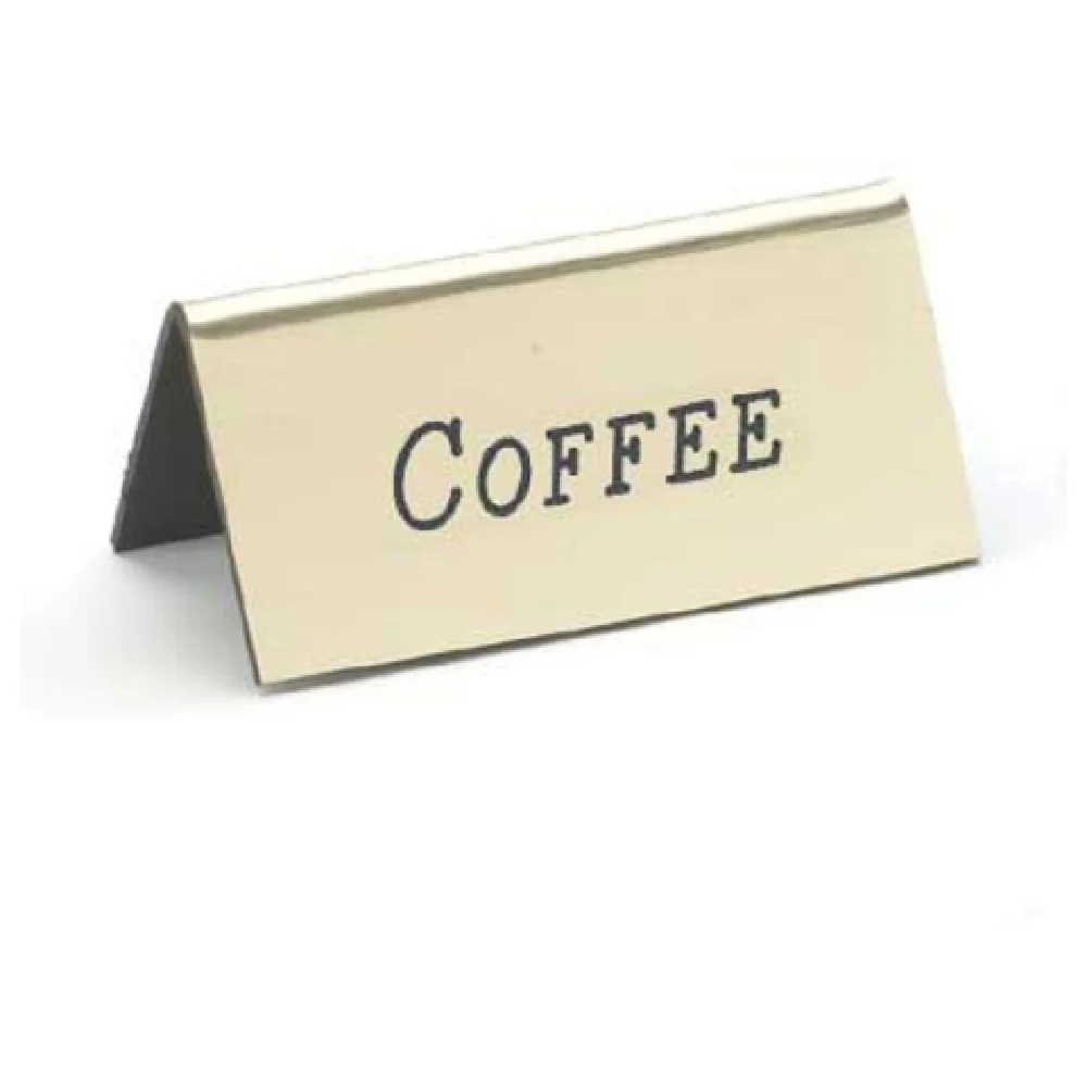 Cal Mil 228-1-011 3 Inch Gold Metal Tent Sign Beverage Coffee Cal Mil 228-1-011 3 Inch Gold Metal Tent Sign Beverage Coffee