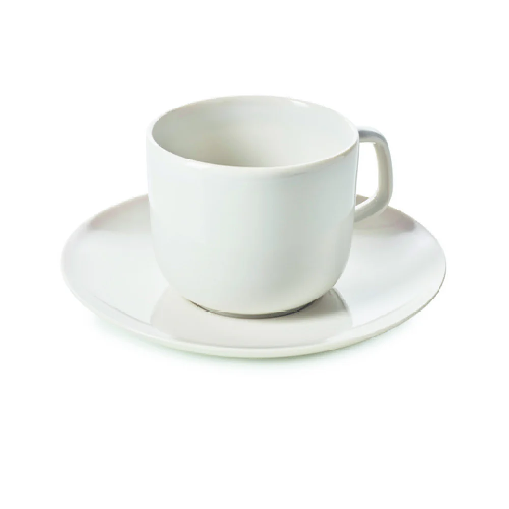 Revol 660563 6.76 Oz Tea Cup and Saucer Porcelain Alabaster White Revol 660563 6.76 Oz Tea Cup and Saucer Porcelain Alabaster White