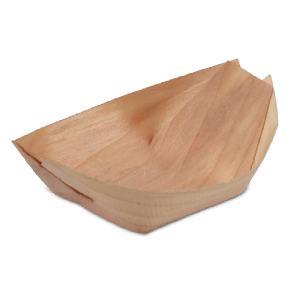 JB Prince RB329 2.5 Inch Poplar Wood Gravy Sauce Boat Bamboo 50 Packs