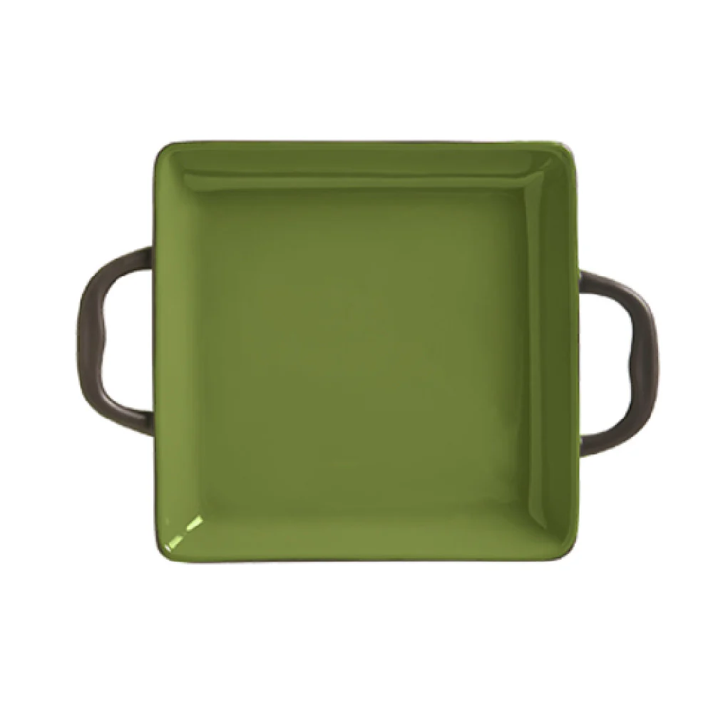 Libbey CBO-001 3-1/2 Oz Square Dish with Handles Olive Ceramic Libbey CBO-001 3-1/2 Oz Square Dish with Handles Olive Ceramic