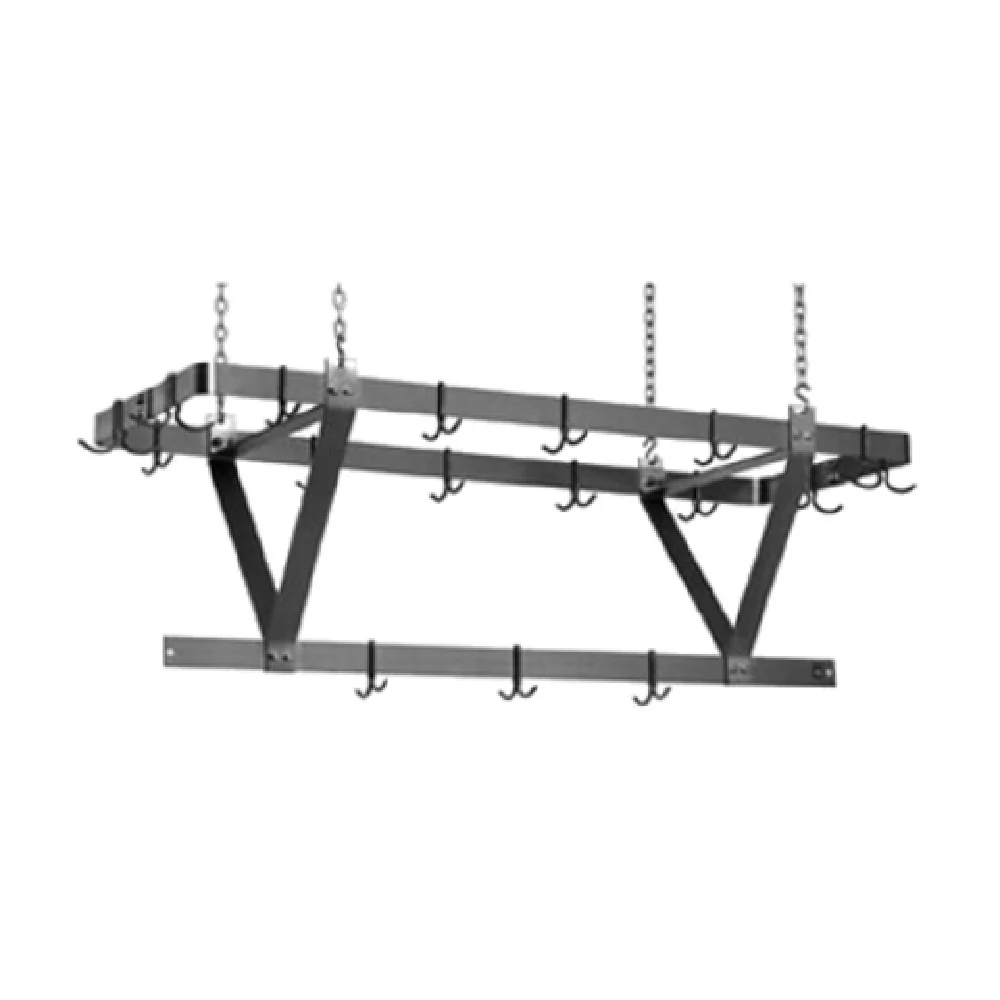Eagle CM72PR 64 Inch Ceiling Mount Pot Rack with Double Pronged Hooks Stainless Steel