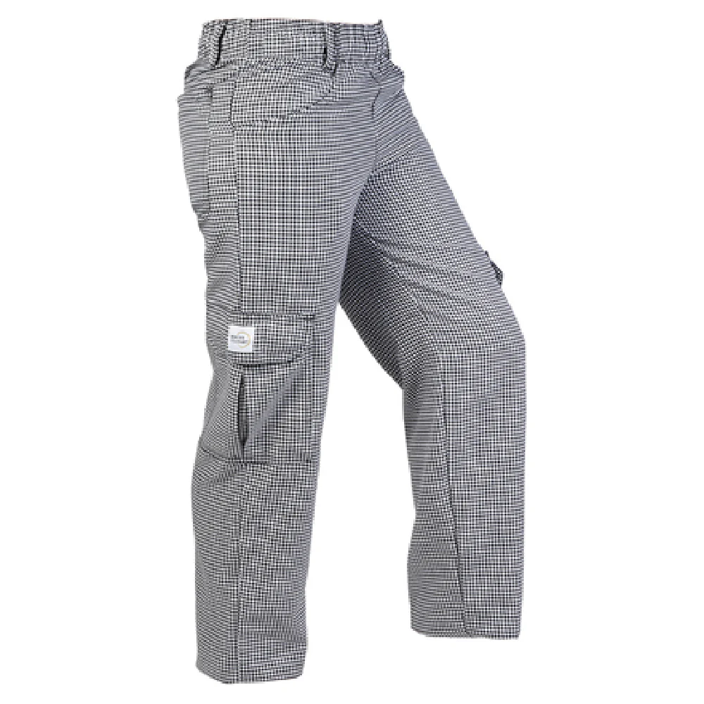 Mercer Culinary M61071HT3X 3XLarge Cargo Pants Elastic Waist with 6 Pockets Poly/Cotton Houndstooth Mercer Culinary M61071HT3X 3XLarge Cargo Pants Elastic Waist with 6 Pockets Poly/Cotton Houndstooth