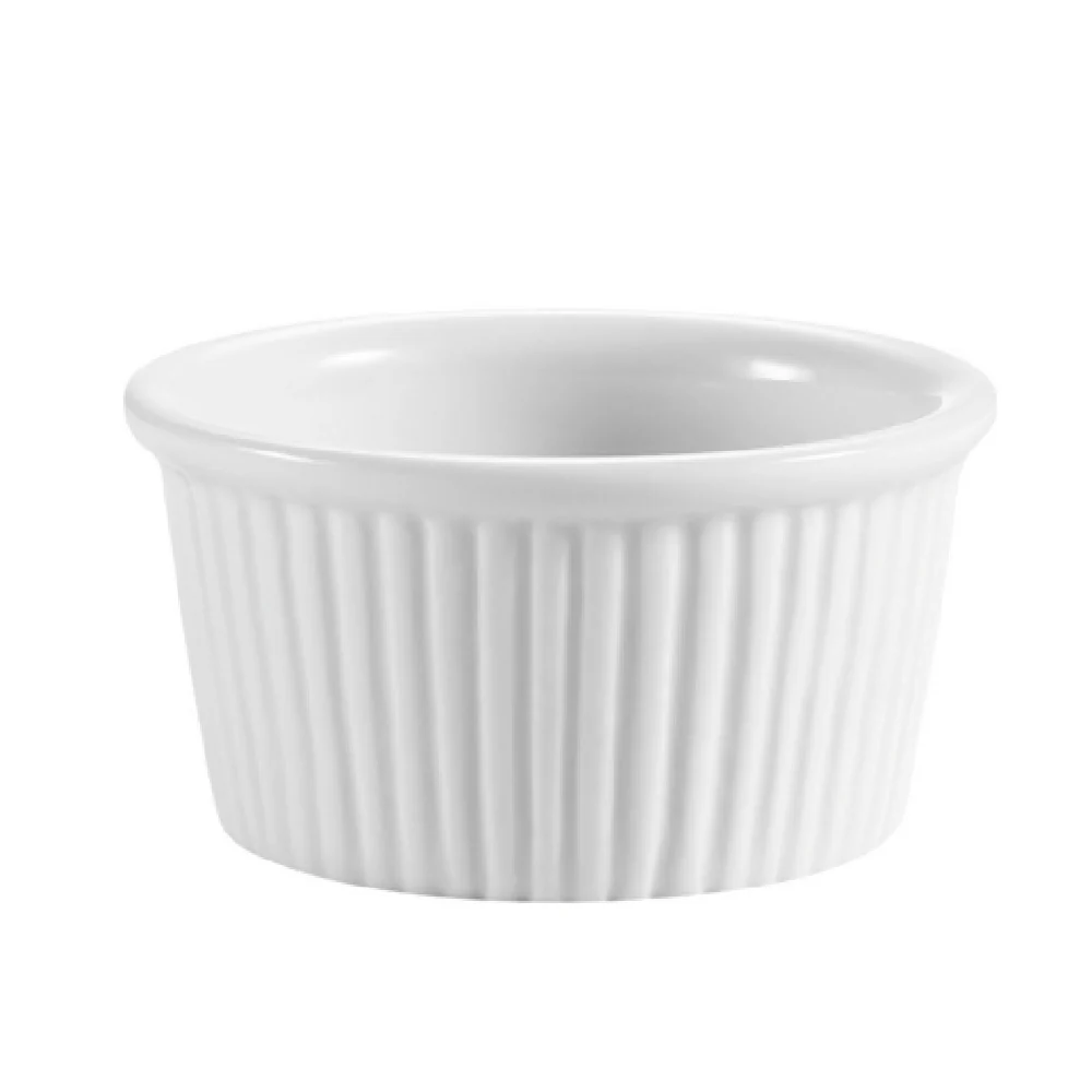 CAC China RKF-3 3 Oz Ramekin Round Fluted Porcelain Super White