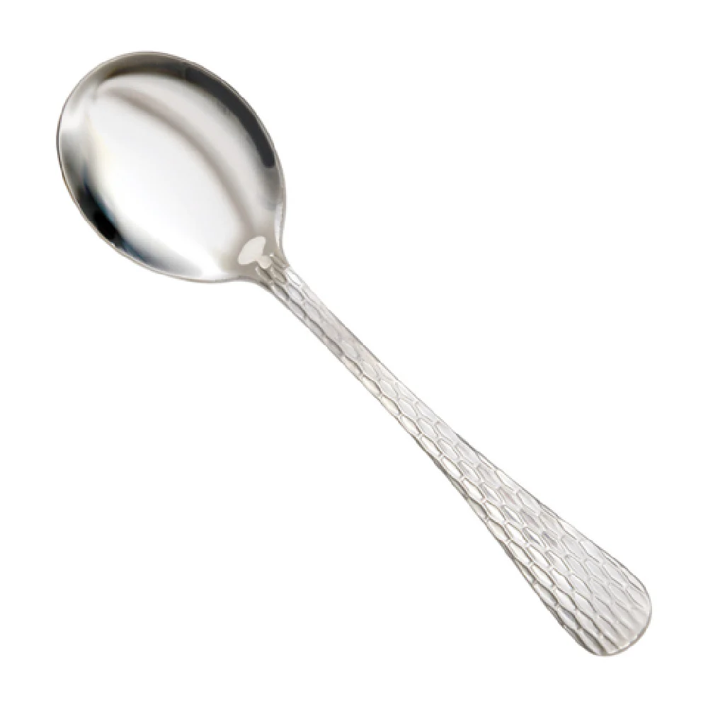 Winco 0023-04 6.41 Inch Bouillon Spoon Hammered Finish 18/0 Stainless Steel
