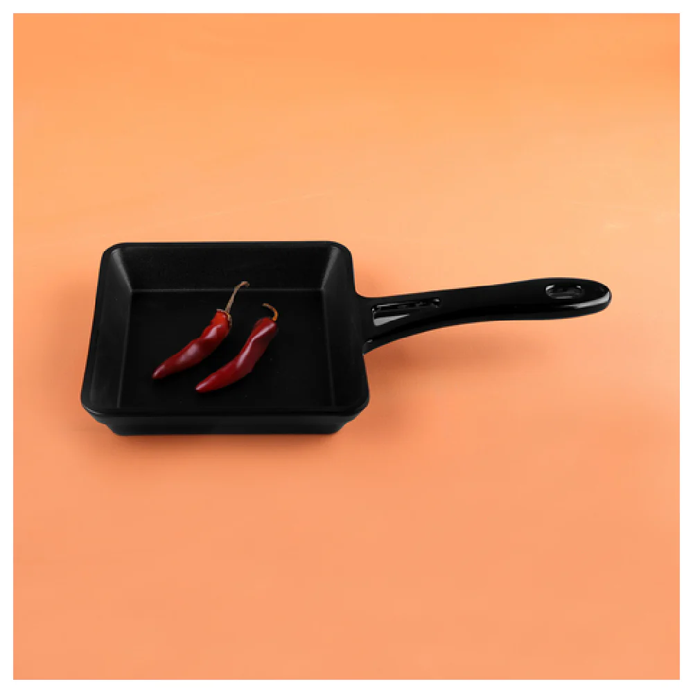 GET Enterprises MFP55-B 5-3/8 Inch Square Melamine Fry Pan with Faux Cast Iron Finish GET Enterprises MFP55-B 5-3/8 Inch Square Melamine Fry Pan with Faux Cast Iron Finish