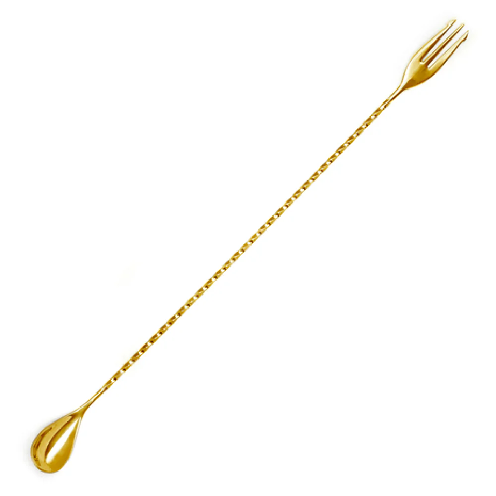 Spill-Stop 840-22 15-3/4 Inch Trident Mixing Bar Spoon Fork-end Gold-plated Stainless Steel Spill-Stop 840-22 15-3/4 Inch Trident Mixing Bar Spoon Fork-end Gold-plated Stainless Steel