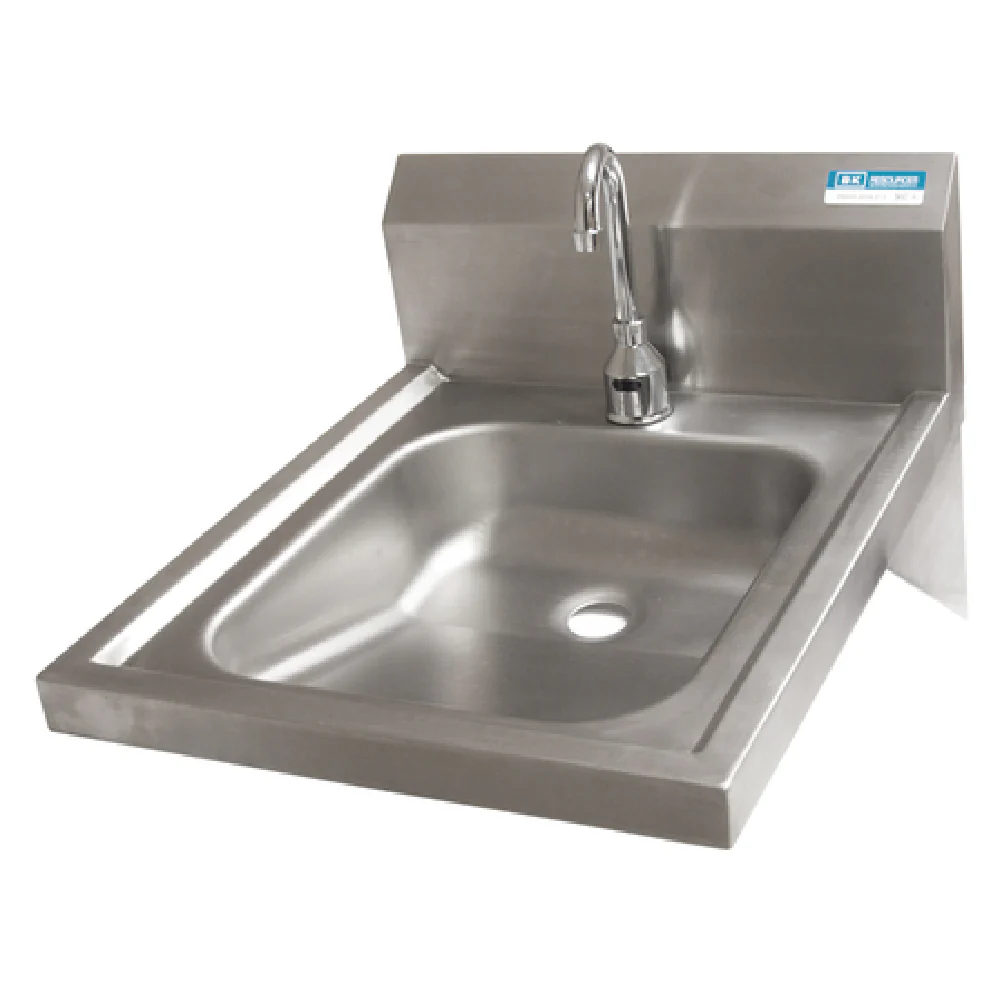 BK Resources BKHS-ADA-D-1-P-G 14 Inch Hand Sink Wall Mounted with Electronic Faucet Stainless Steel