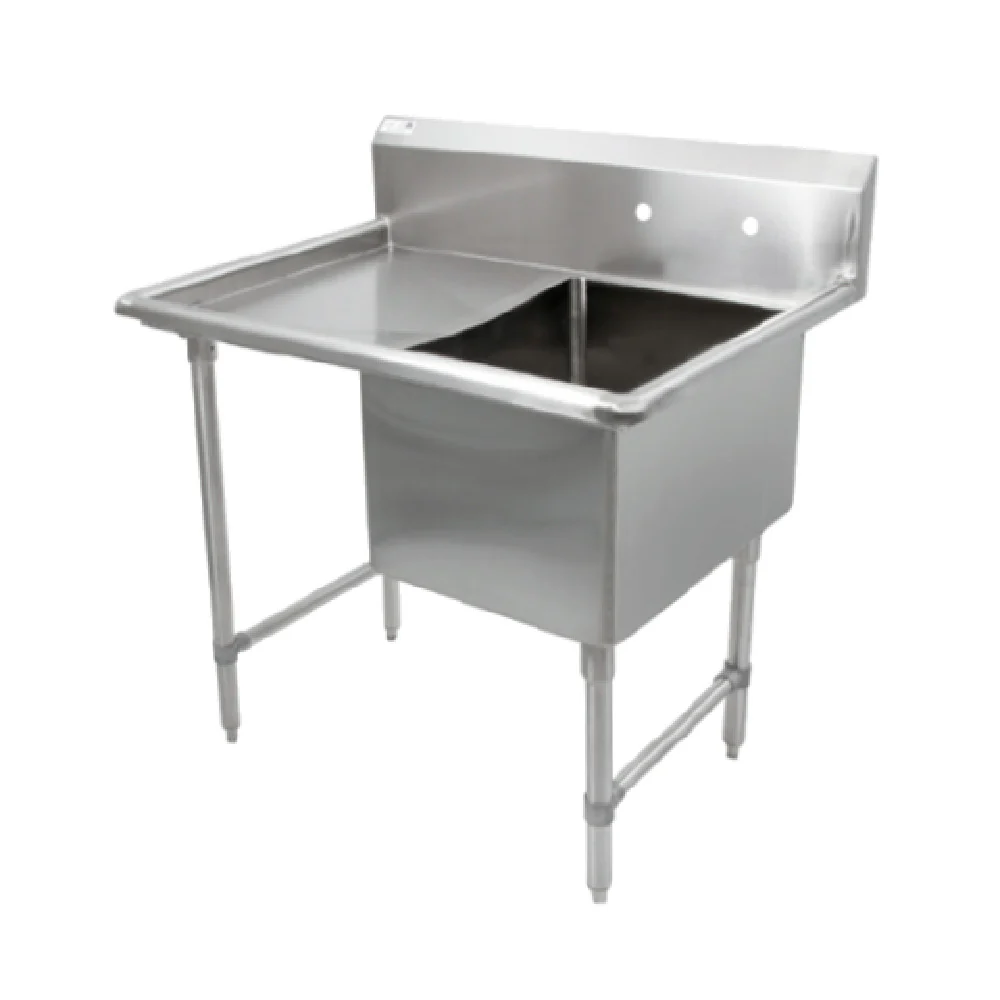 John Boos 1B18244-1D24L-X 46 Inch One Compartment Stainless Steel Sink with Left Drainboard