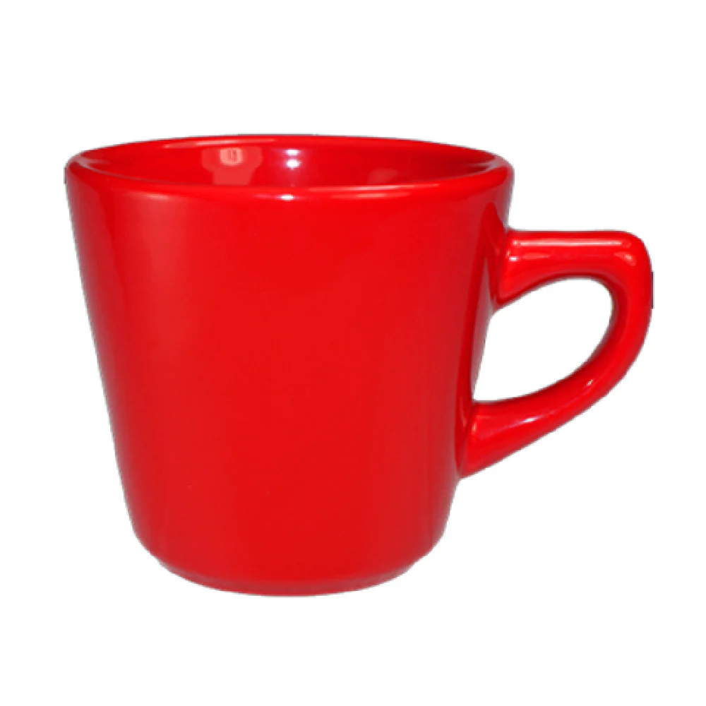 International Tableware CA-1-CR 7 Oz Cup Round With Handle Ceramic Red