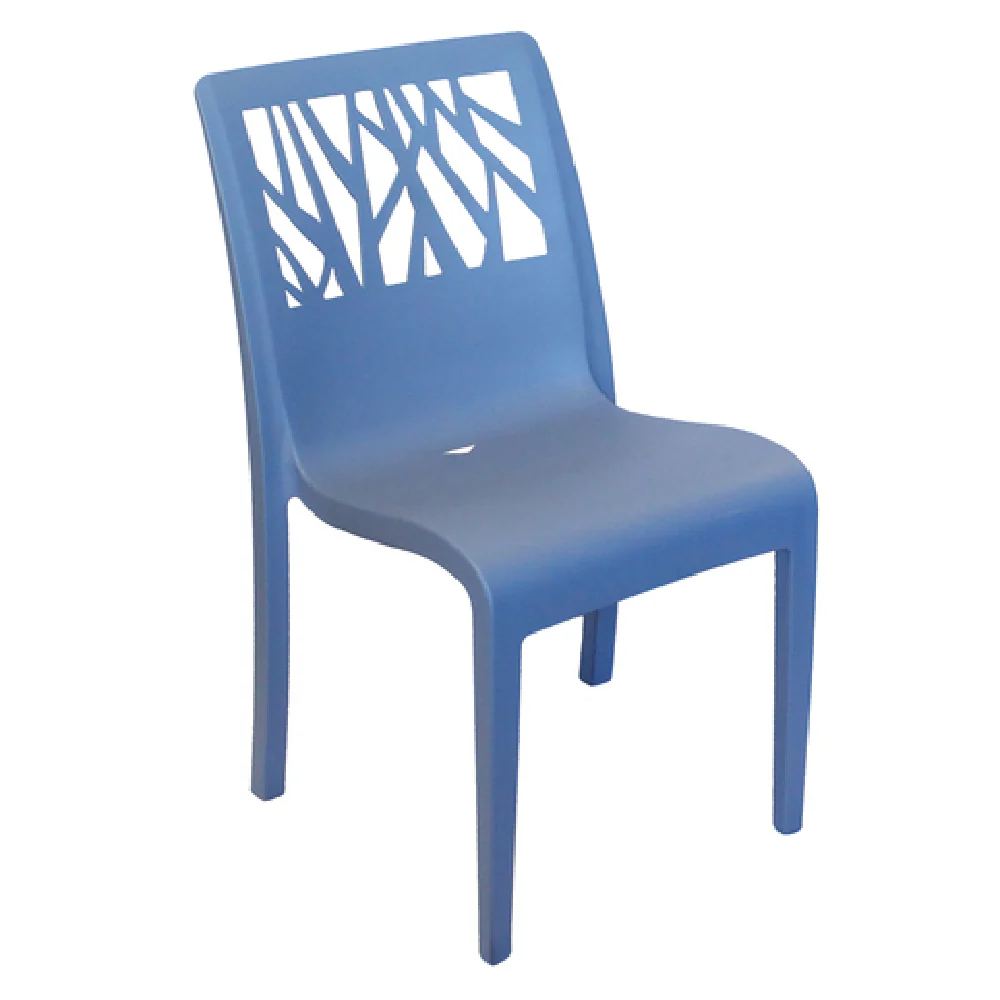 Grosfillex US117680 19 Inch Stacking Outdoor Side Chair Denim Blue Resin