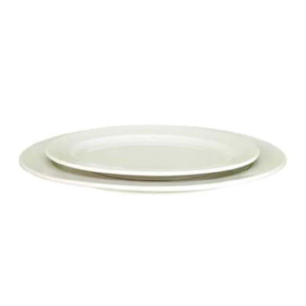 Crestware EL52 8 Inch Oval Platter Chip Resistant Porcelain With Wide Rim Pearl White