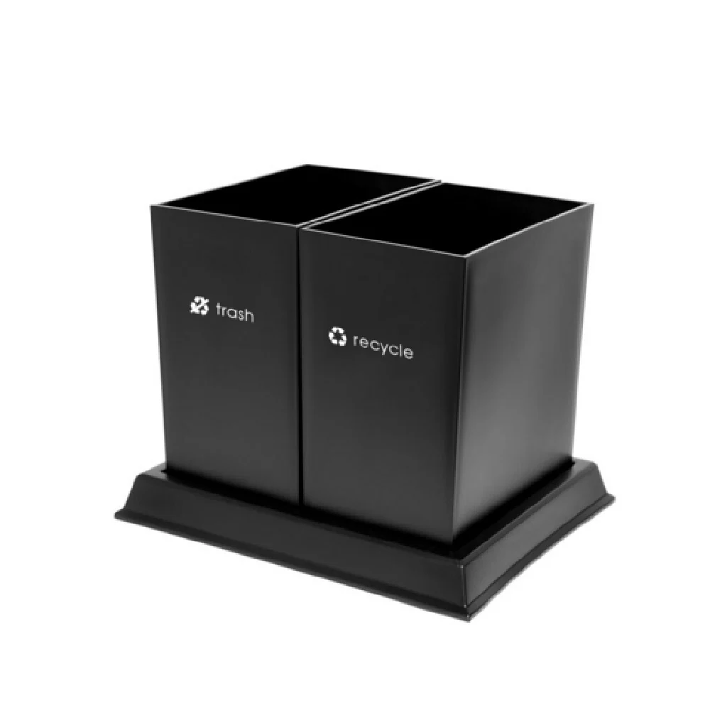 Central Specialties RC2-BLK-8.0 15 Inch ReCollect2 Recycling Bin Set Plastic Black with Trash and Recycle Imprint Central Specialties RC2-BLK-8.0 15 Inch ReCollect2 Recycling Bin Set Plastic Black with Trash and Recycle Imprint