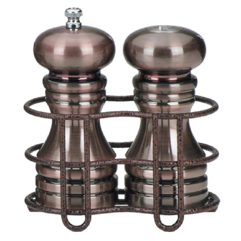 Chef Specialties 90055 5 Inch Pepper Mill and Salt Shaker Set with Acrylic Burnished Copper Finish