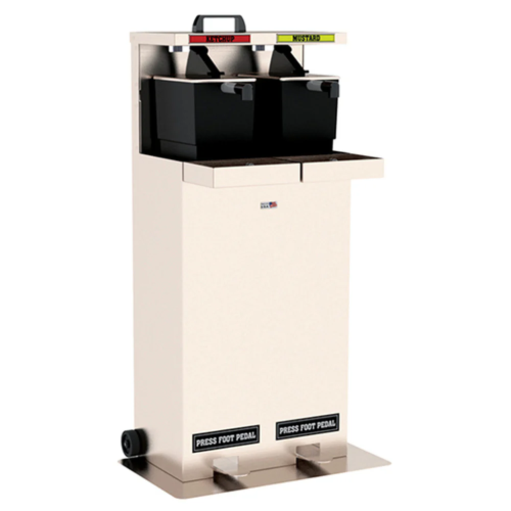 Lakeside 159868 26 Inch Double Hands-Free Condiment Station with Foot Pumps Stainless Steel