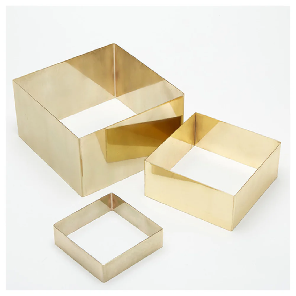 American Metalcraft RSQG2 9 Inch Square Stainless Steel Riser Set Gold Finish