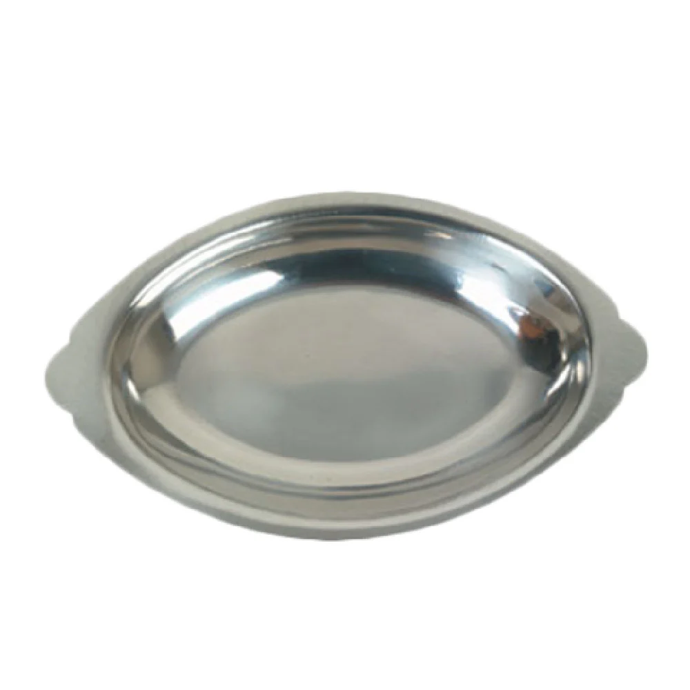Thunder Group SLGT008 8 Oz Au Gratin Dish Oval Crumb Groove Stainless Steel Mirror Finish