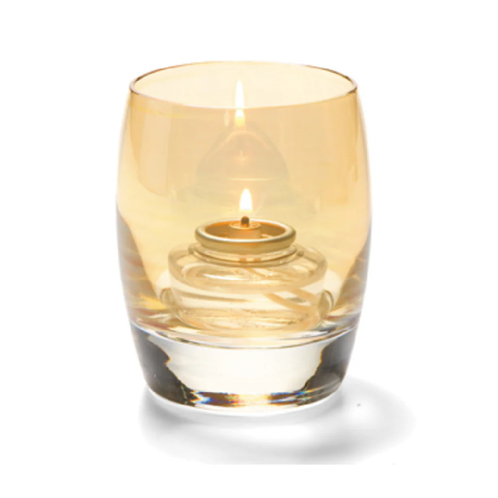 Hollowick 6404G 3 Inch Glass Votive with Gold Lustre Finish